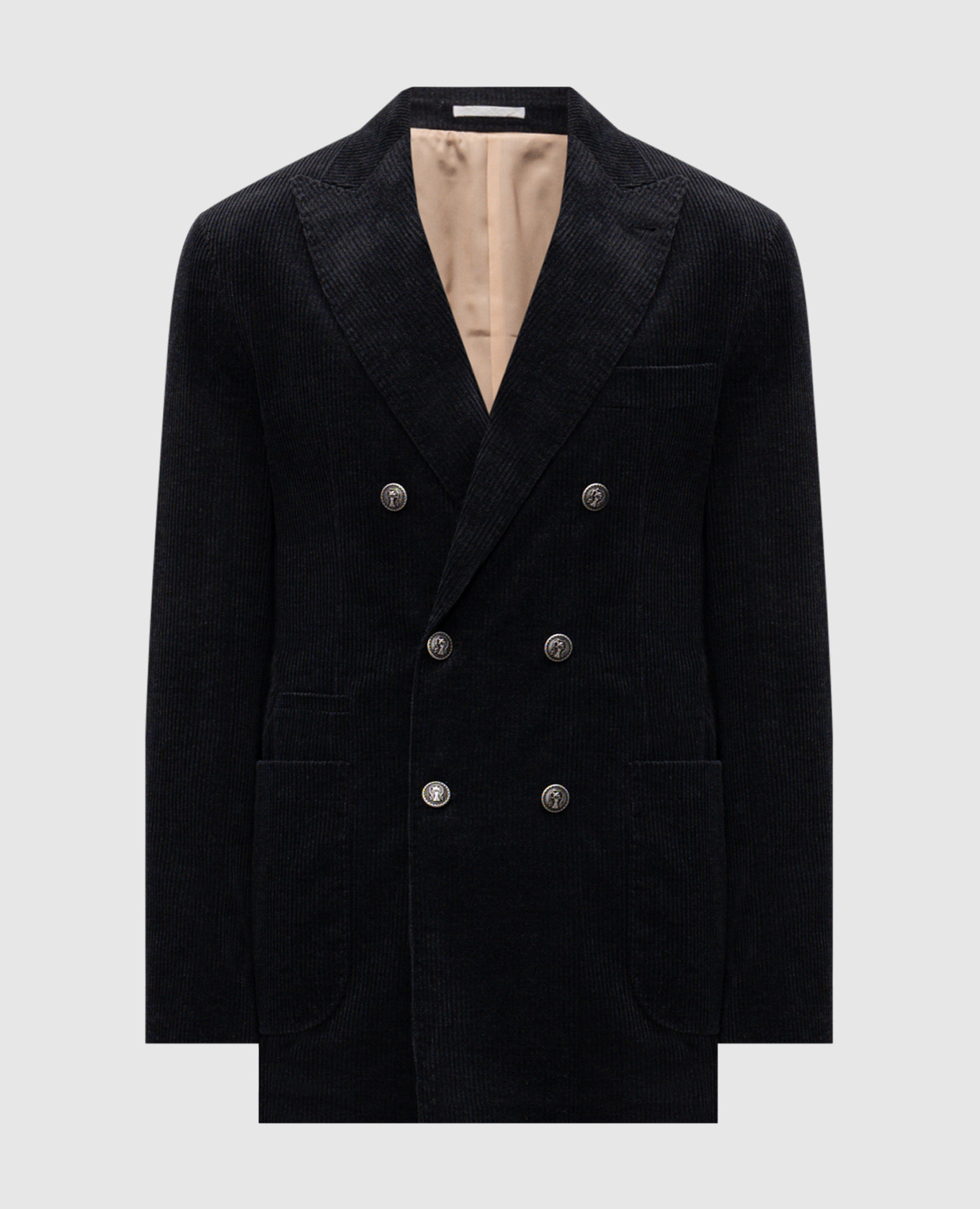 

Black corduroy double-breasted jacket with cashmere Brunello Cucinelli