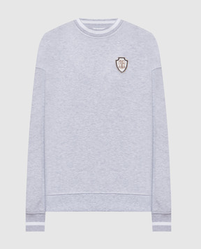 Brunello Cucinelli Felpa grigia melange con stemma MN05NVD320