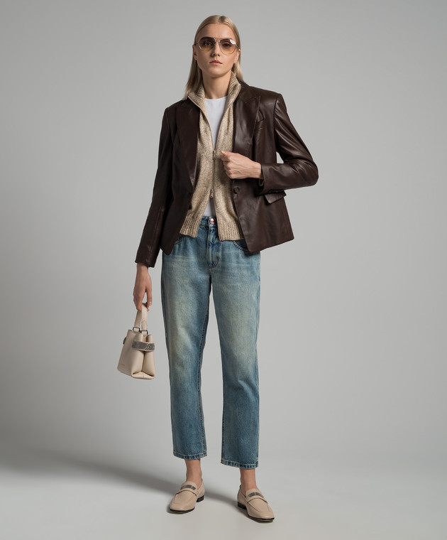 Brunello Cucinelli - Blue jeans with monil chain MA095P5847
