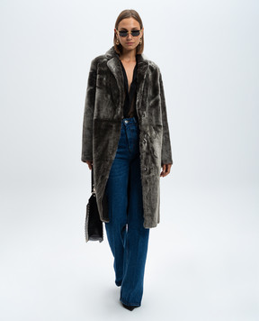 Yves Salomon Gray two-sided copper sheepskin coat 21WYM60504MESI