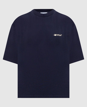 Off-White Blue T-shirt with textured Arrow print 2AA124F25JER005