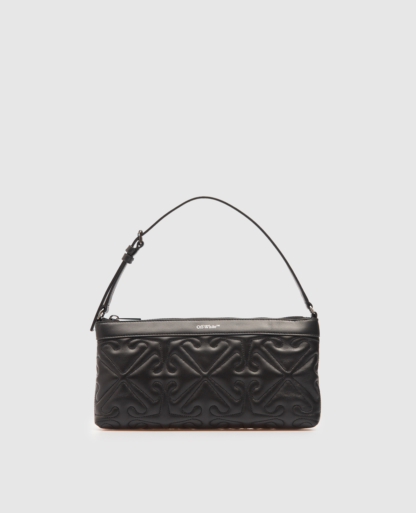 

Black leather bag with curved Arrow logo embroidery Off-White