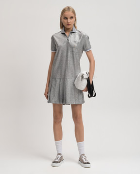 Brunello Cucinelli Silver linen dress with logo ML947AEN41