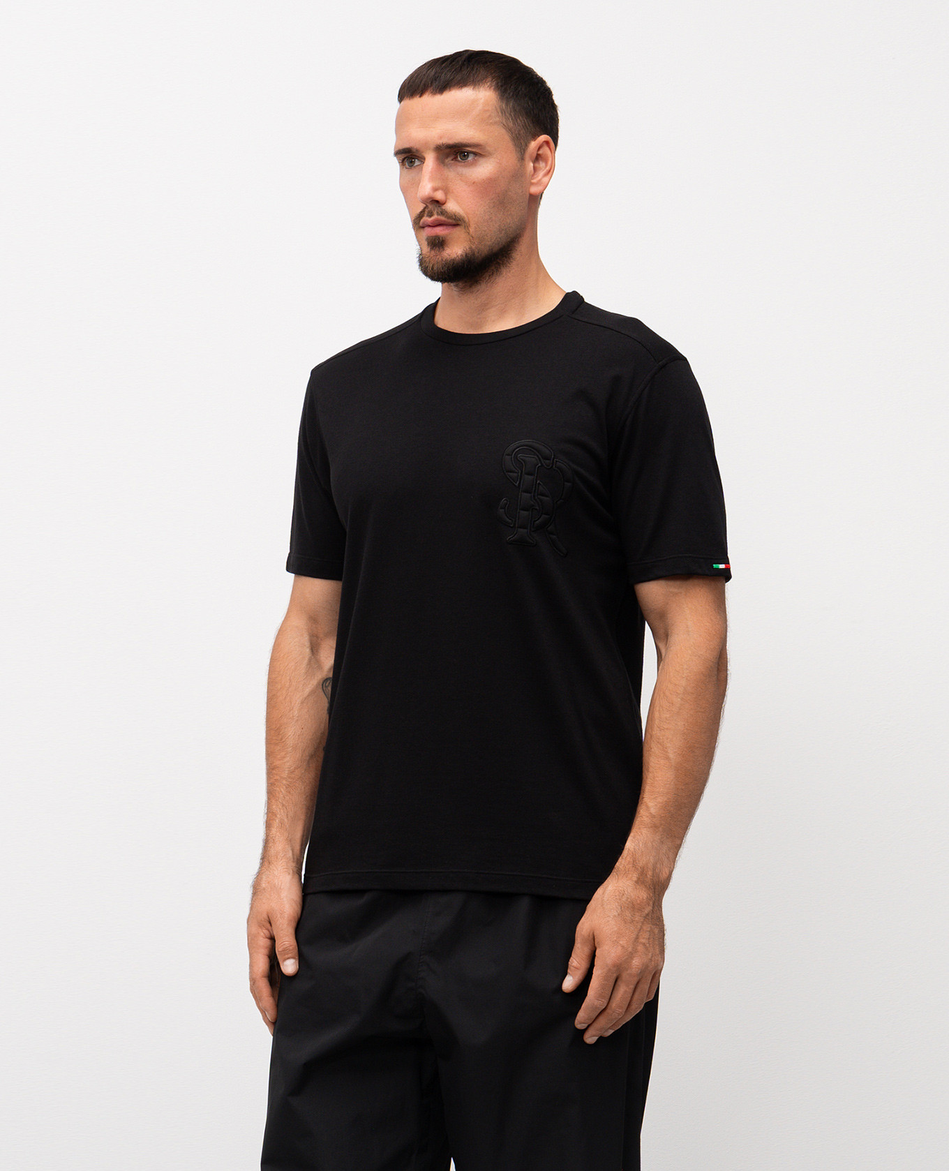 

Black T-shirt with moongram logo Stefano Ricci