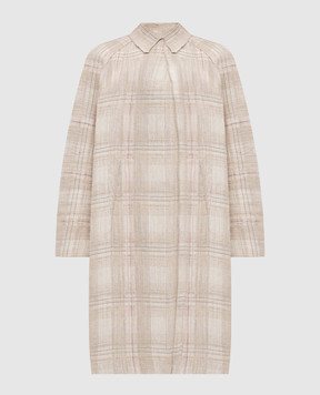 BOBOUTIC Beige checked linen coat 4868