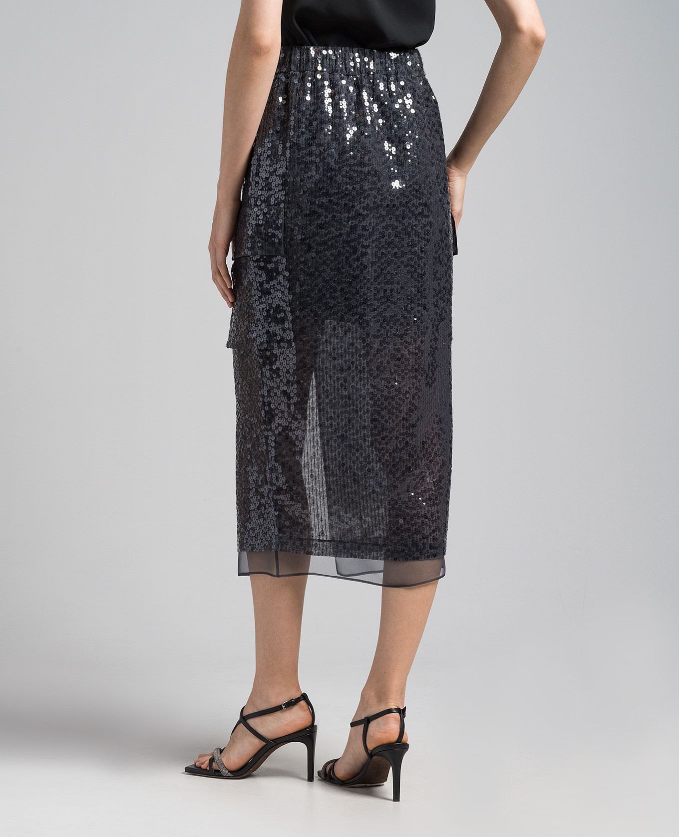 Gray silk skirt with sequins Brunello Cucinelli 4