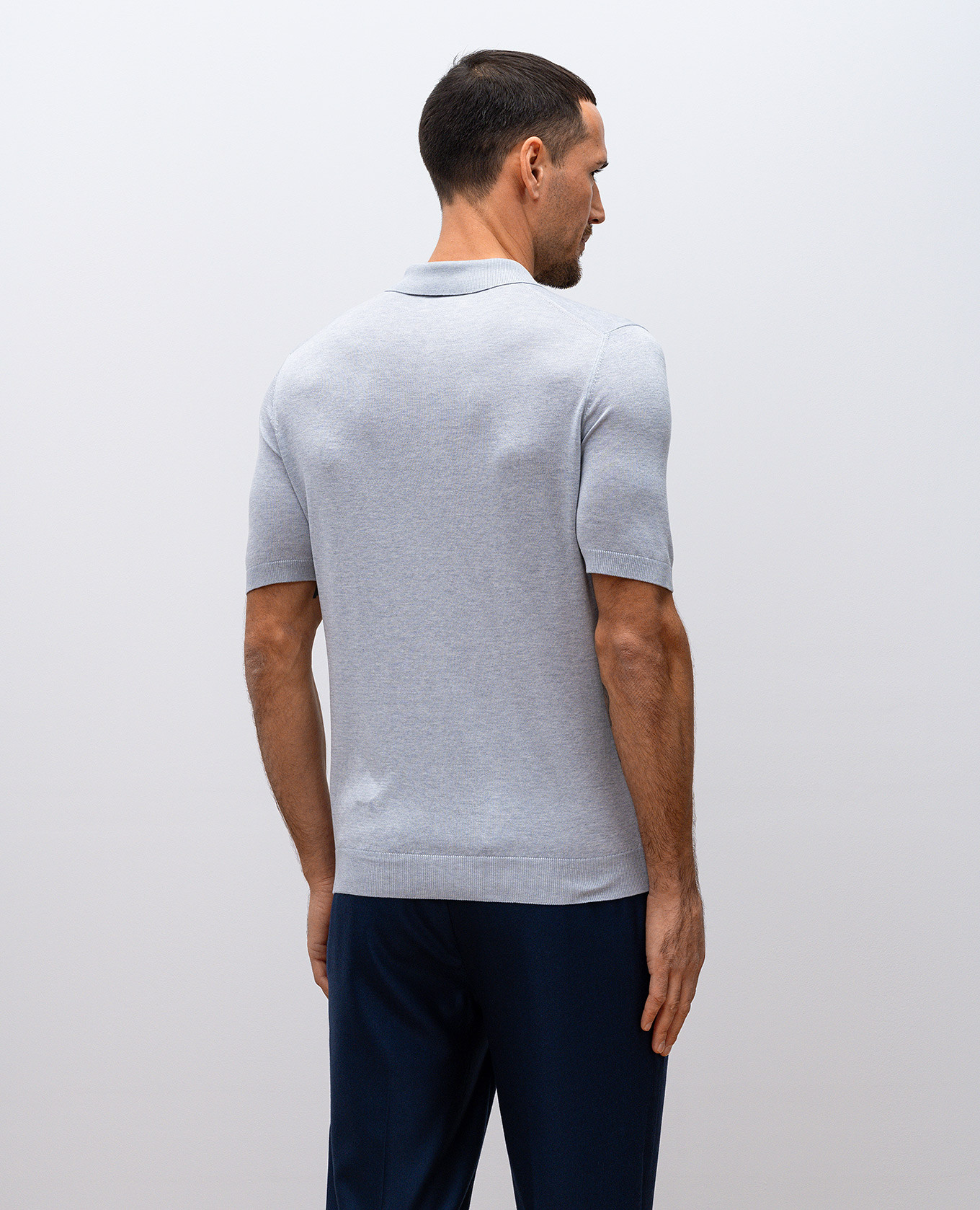 

Grey silk polo shirt with logo Enrico Mandelli