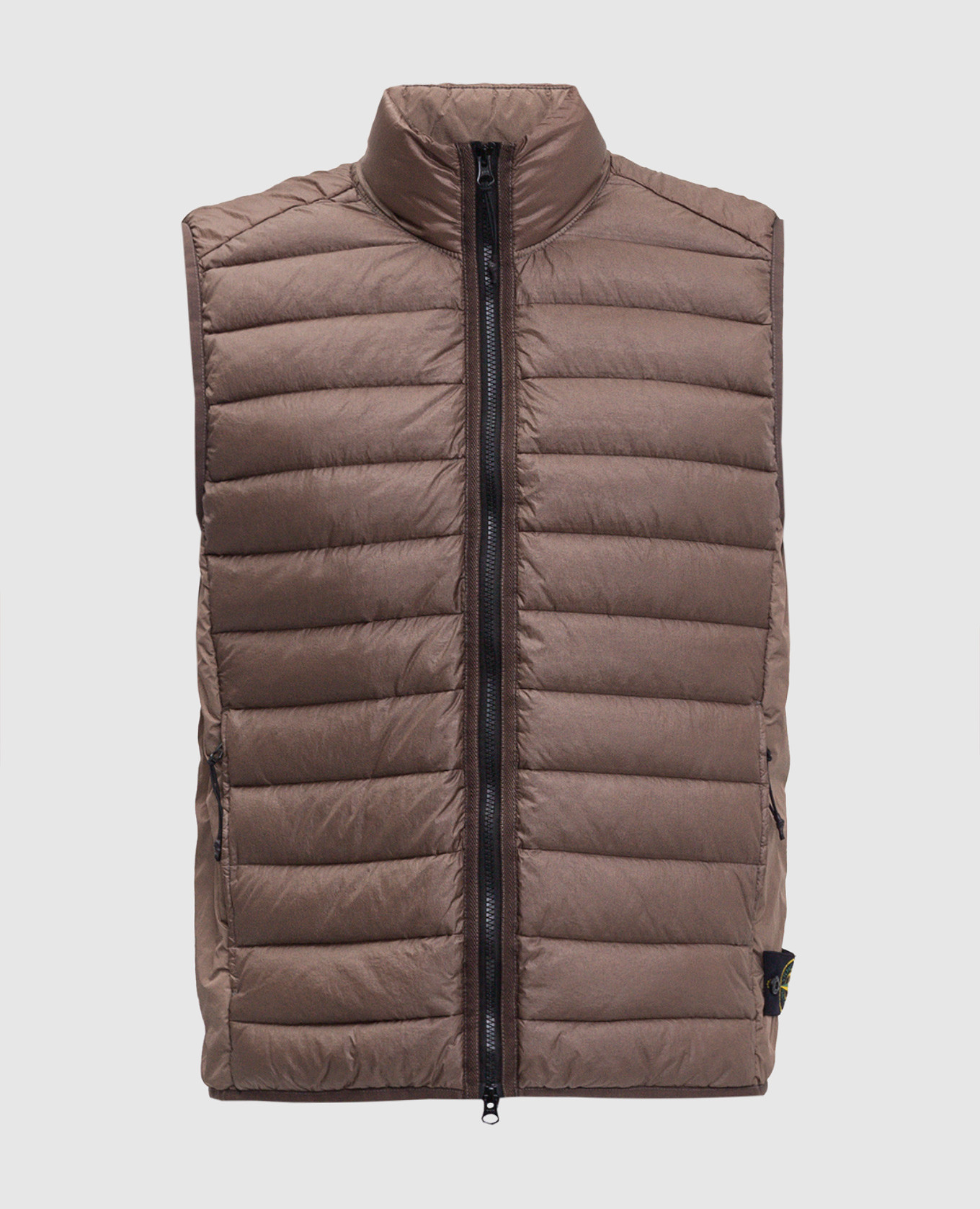

Brown down vest with logo Stone Island