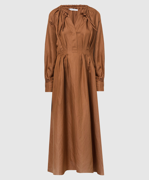 max mara brown dress Max Mara // Brown Tie Front A-Line Dress – VSP Consignment main image 1