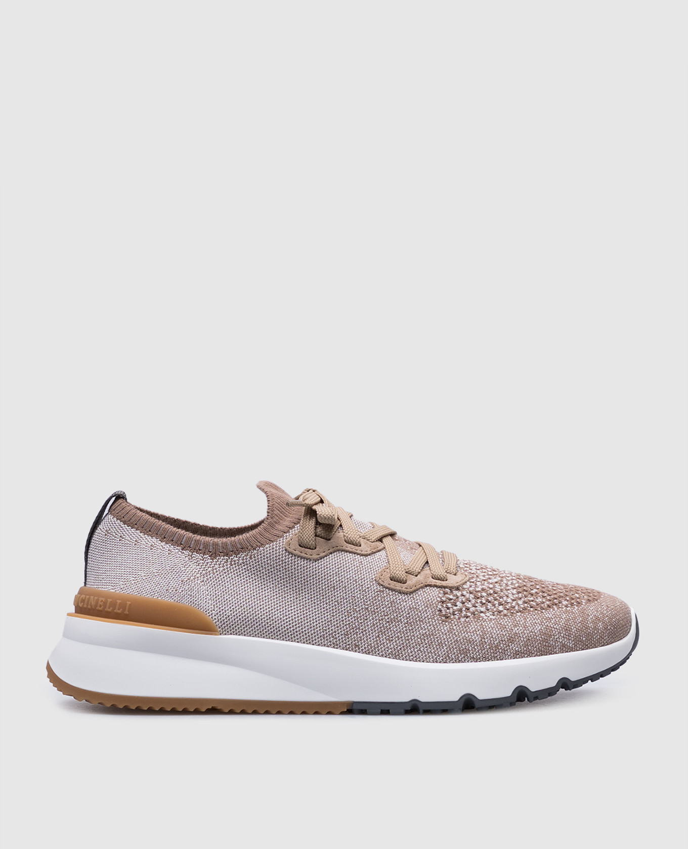 Brown sneakers with textured logo Brunello Cucinelli