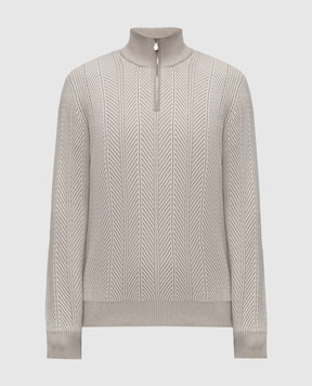 Brunello Cucinelli Beige cashmere sweater with a pattern M22709304