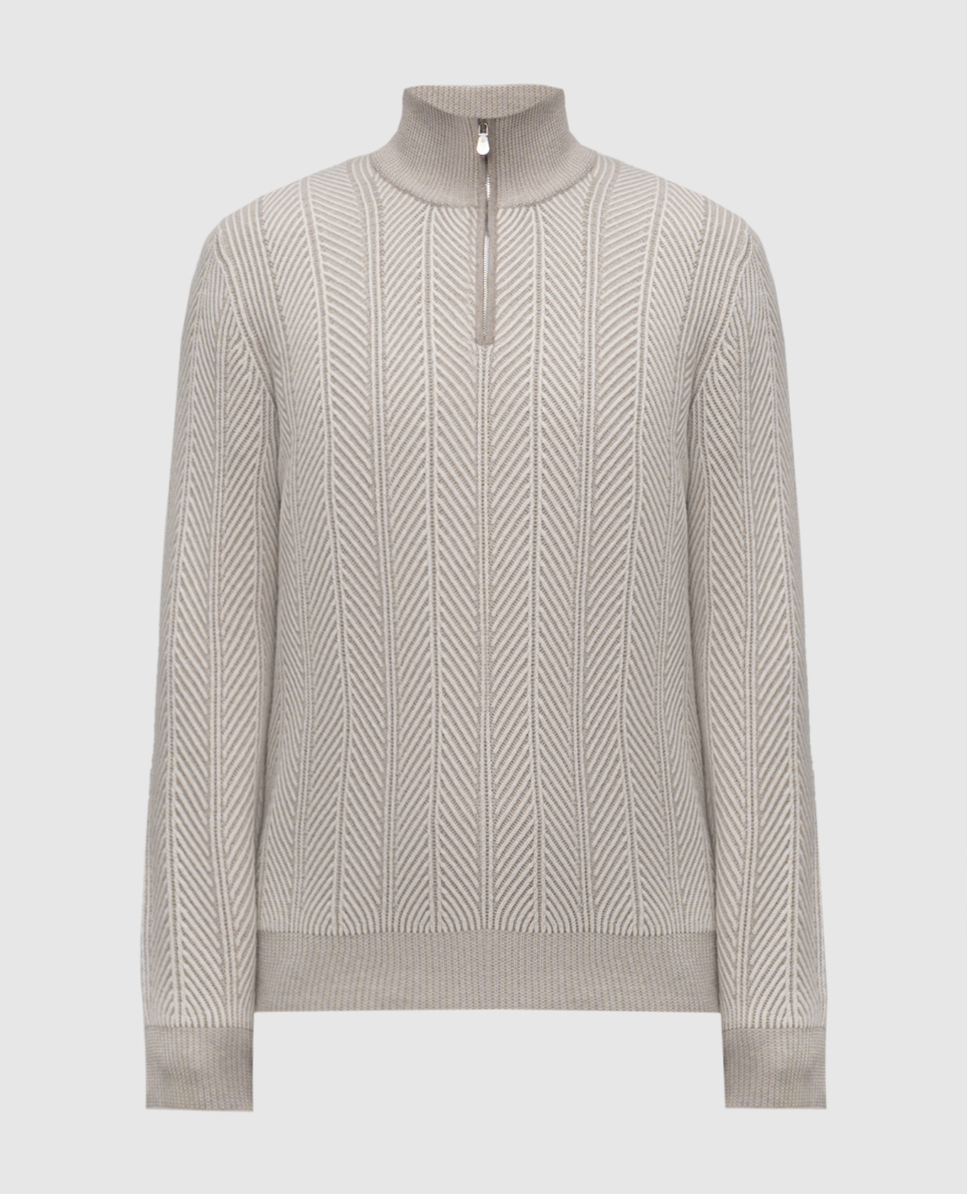 Beige cashmere sweater with a pattern Brunello Cucinelli