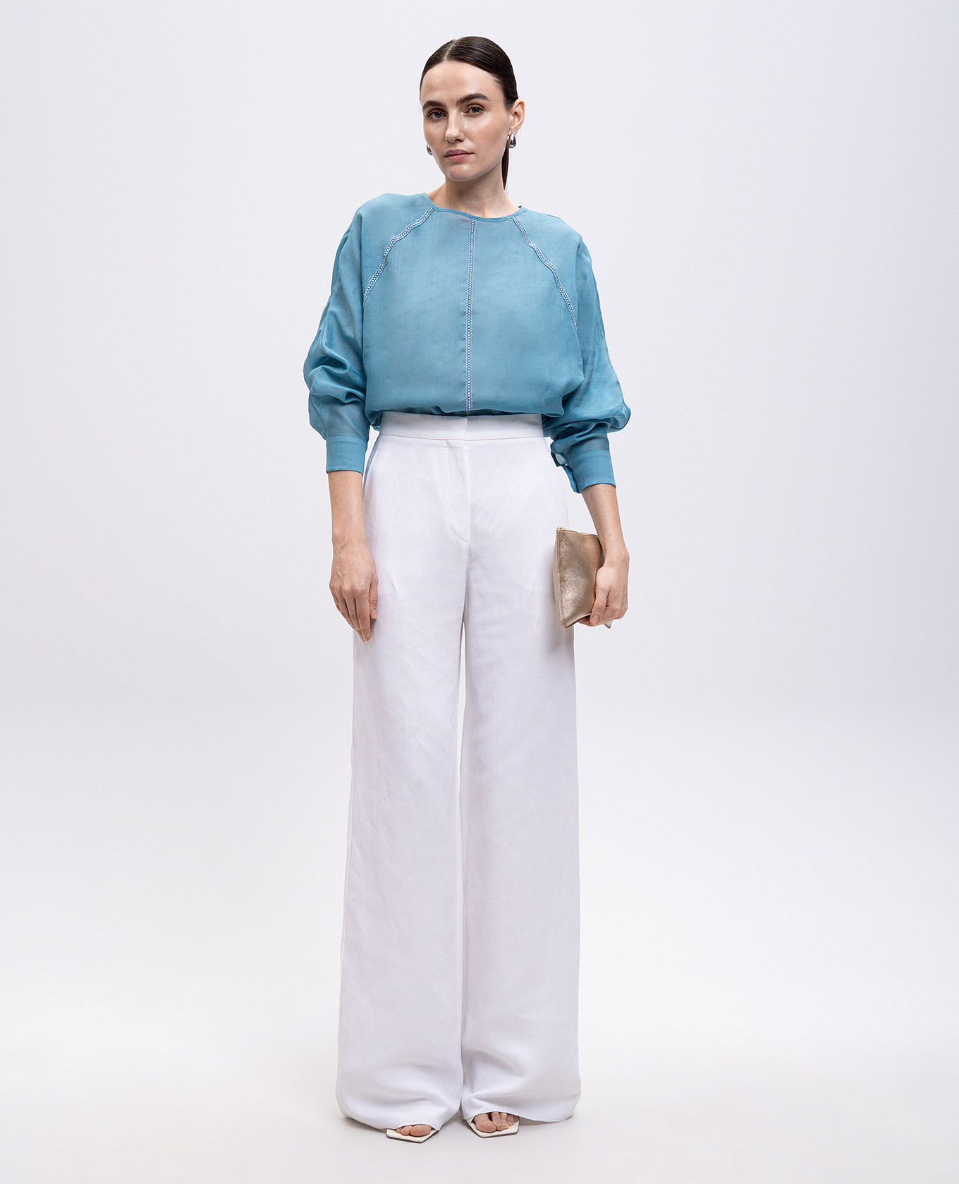 

EDILE blue blouse with frame Max Mara, Light blue