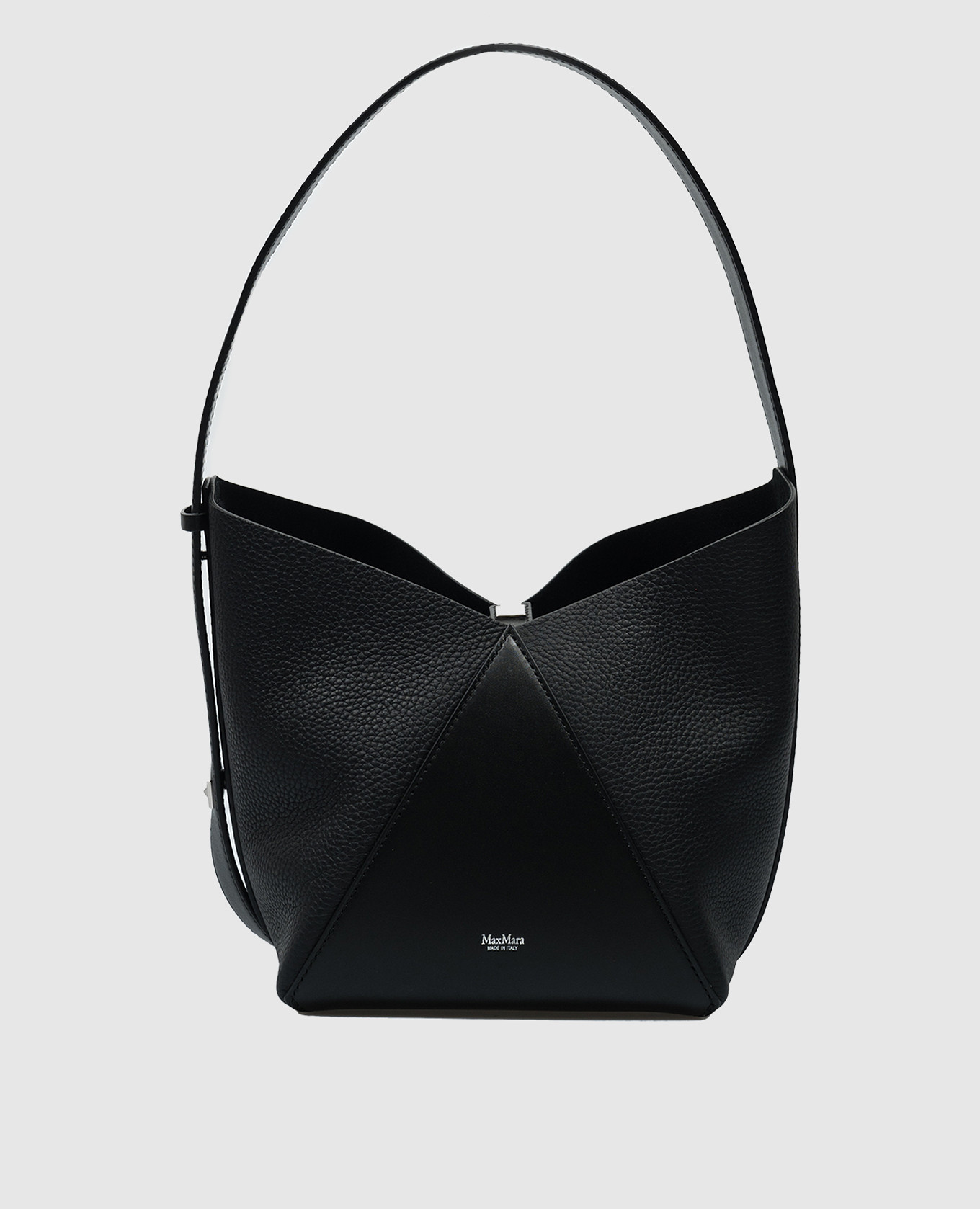 

Black leather BUCKETS bag with logo Max Mara