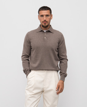 Brunello Cucinelli Brown cashmere polo shirt M2200295