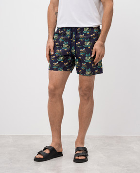 Vilebrequin Landscape Turtles Blue Print Swim Shorts MOOBB101