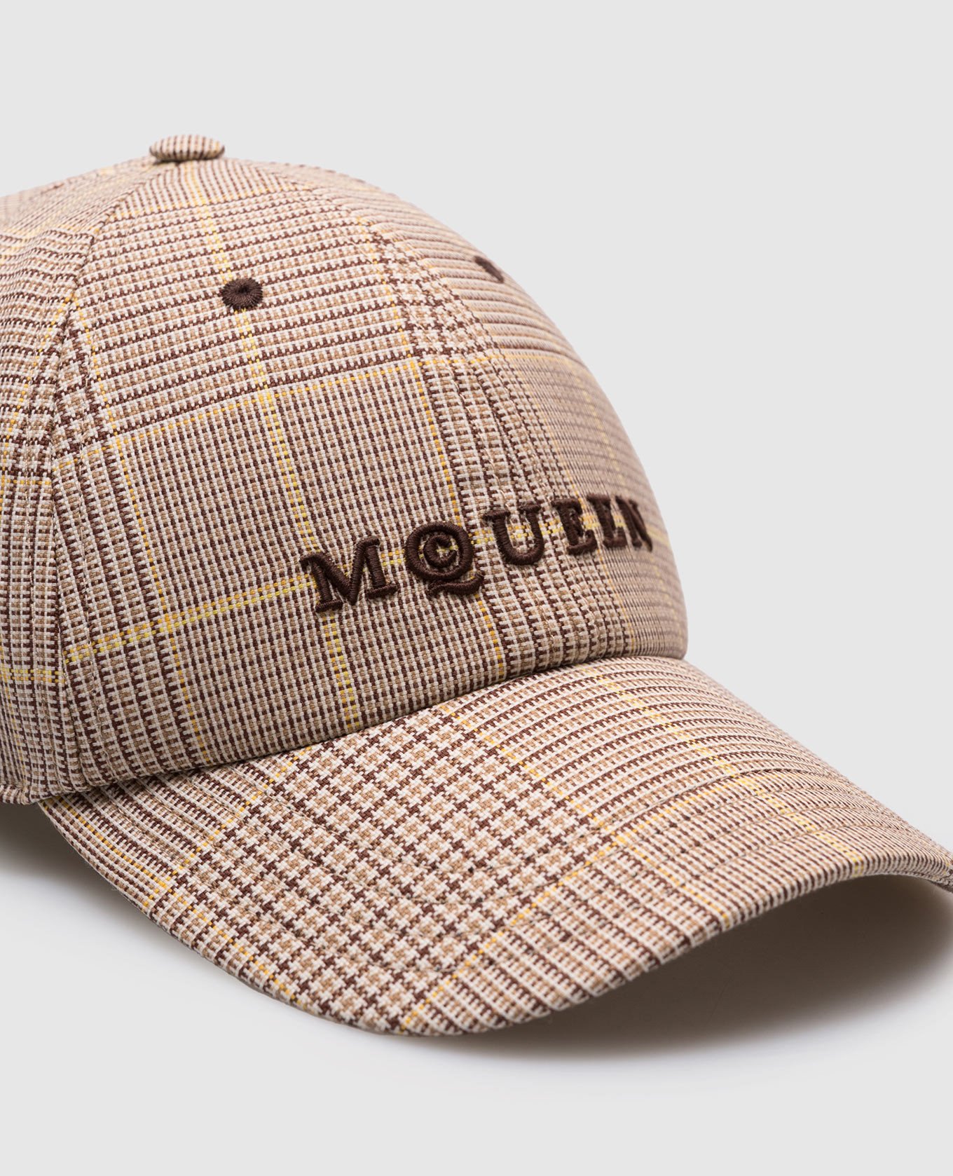 

Beige wool checkered cap with logo Alexander McQueen