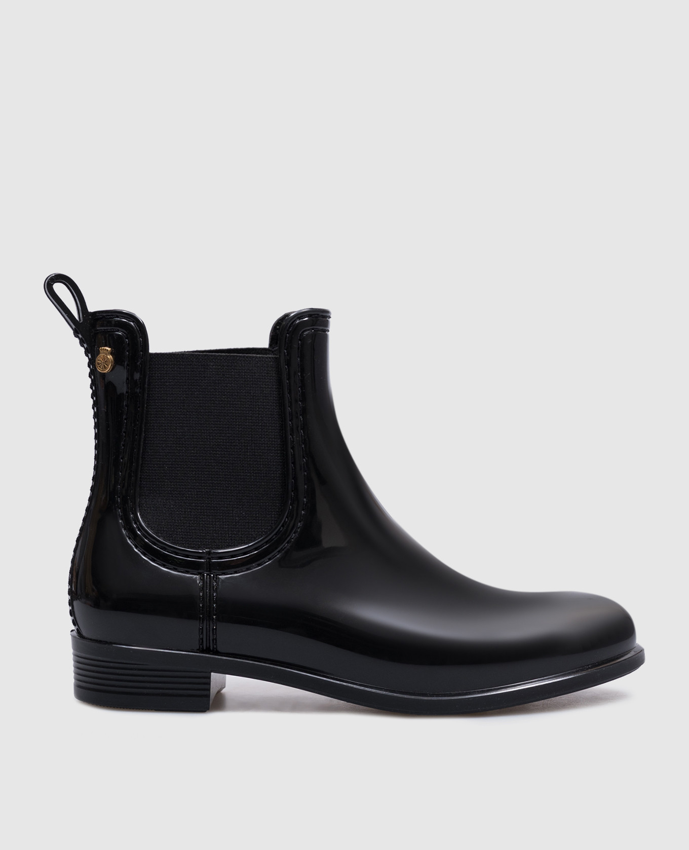 

Children's black rubber Chelsea boots with metal logo emblem Lemon Jelly