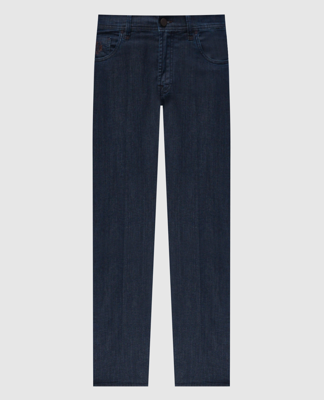 COSTANTINO blue jeans with leather logo patch Scissor Scriptor