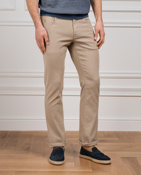 Stefano Ricci Beige jeans with logo patch MST41S0150T0087