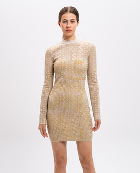 Balmain Beige mini dress in PB Labyrinth pattern DF2R8029KH69