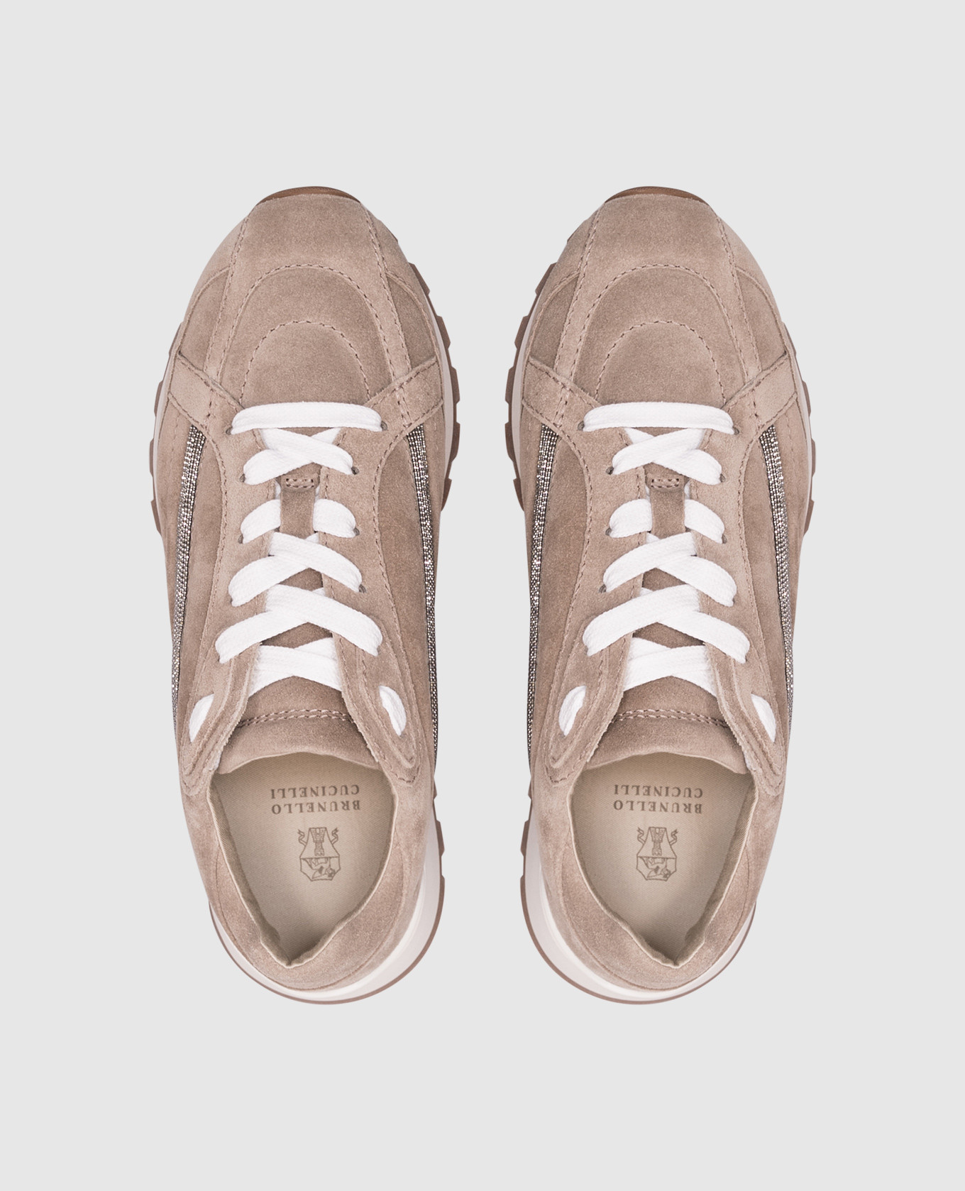 

Gray suede sneakers with a monil chain Brunello Cucinelli, Grey