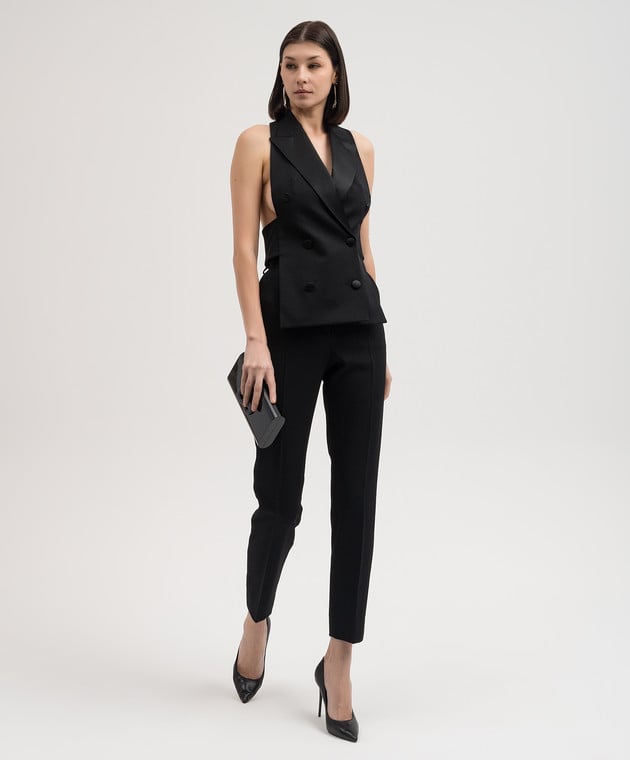 Dolce&Gabbana Black double-breasted vest made of wool and silk F79DETFU28J image 2