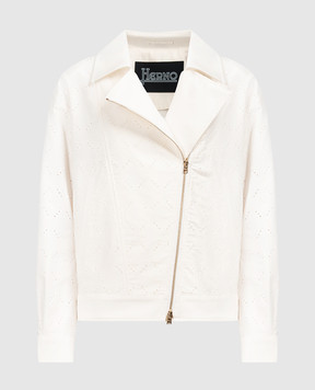 Herno White jacket in the style of a cowhide with embroidery GI000226D13218RC1