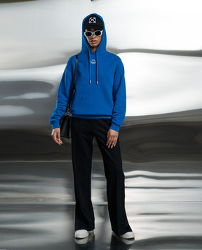 Off-White Blue hoodie with embroidery OWBB035S24FLE003