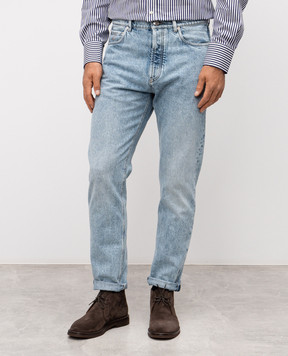 Brunello Cucinelli Blue jeans with logo patch M241PO1090