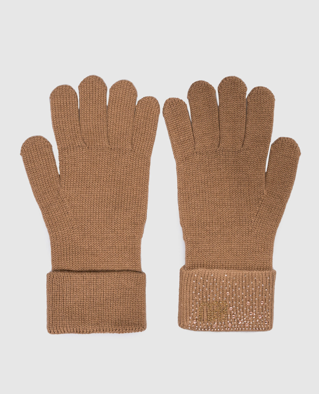 

Brown wool gloves with crystals Twinset