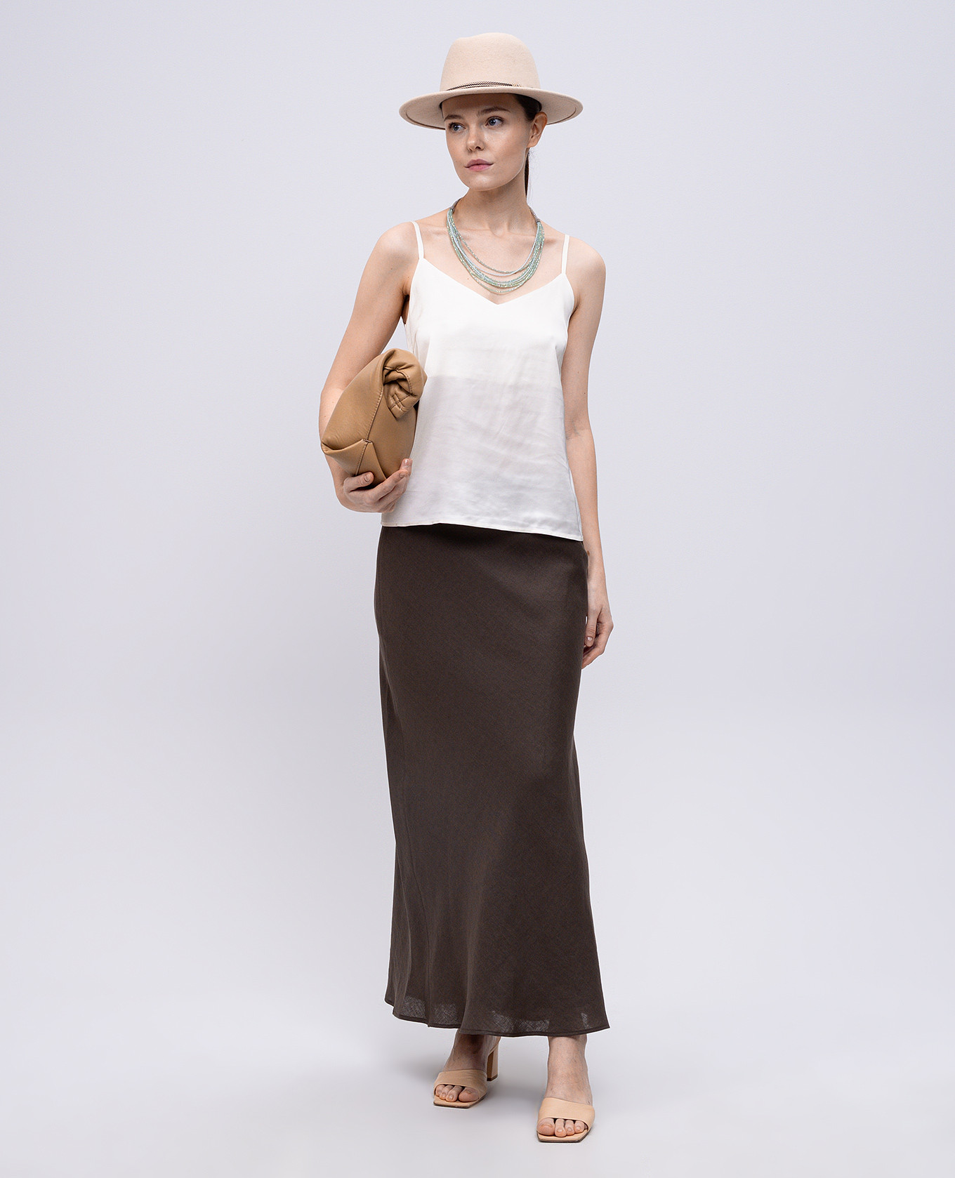 

Brown linen midi skirt Peserico