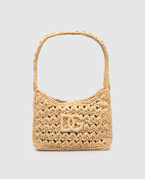 Dolce&Gabbana Beige woven hobo bag 3.5 with logo BB7657A4547