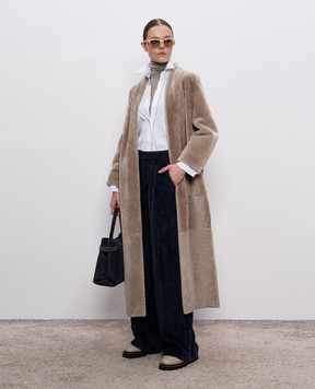 Rindi Beige sheepskin coat with belt 318SH025
