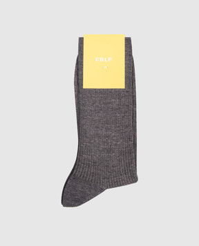 CDLP Grey melange wool socks MSO006112301