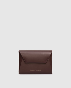 Brunello Cucinelli Burgundy leather Duo clutch MWTKD2722