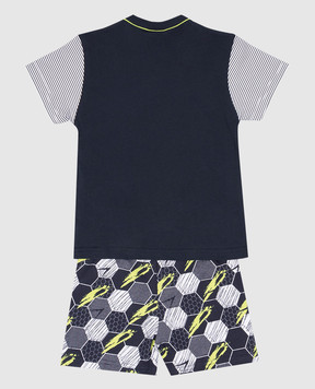 RiminiVeste Children's blue Gery pajamas with a football print R25085