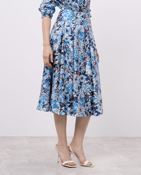 Momoni Piya blue floral silk skirt 255MMOSK006255MO09