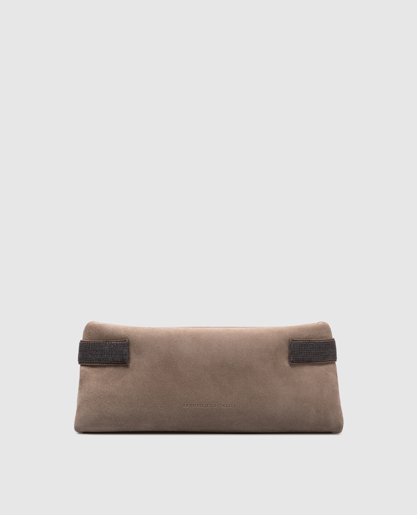 

Beige suede clutch Pouch Essence with monil chain Brunello Cucinelli