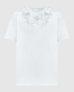 Valentino White t-shirt with Hibiscus floral appliqué 4B0MG23D8LE