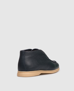 Lanciotti De Verzi Fusco Blue Leather Desert Boots FUSCOPELLICCIAVITELLO