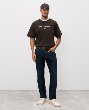 Dolce&Gabbana Brown T-shirt with embroidered logo G8ST6ZG7PCG