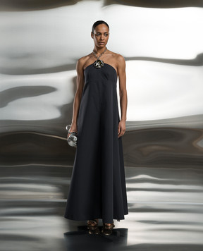 Jil Sander Gray silk dress with necklace J02CT0293J45007