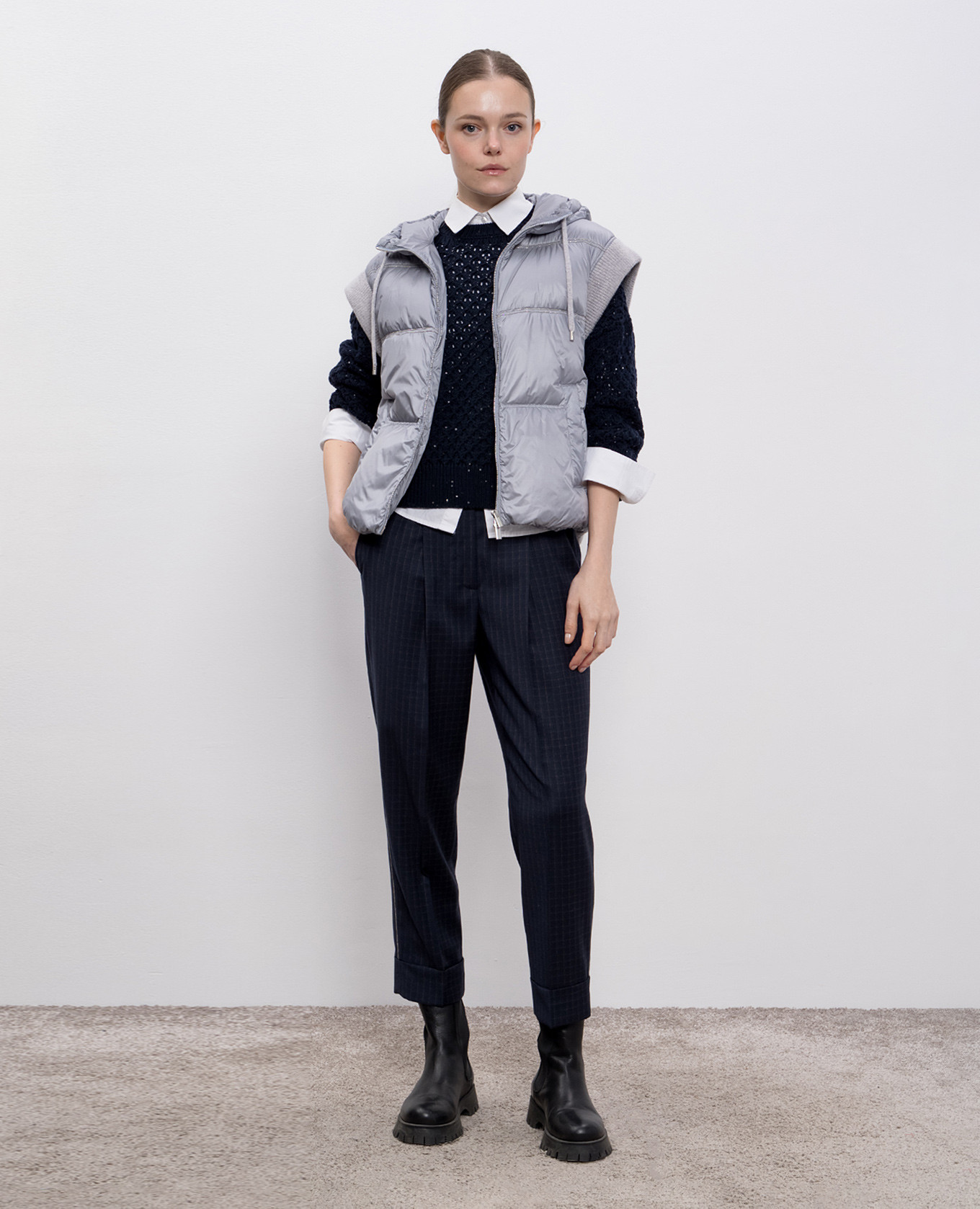 

Blue checked wool pants Peserico