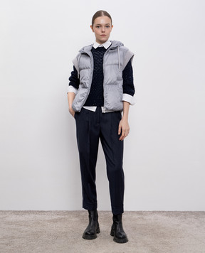 Peserico Blue checked wool pants A04816V05773