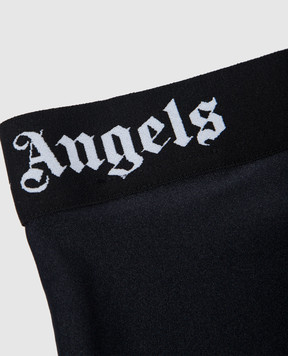 Palm Angels Children's black leggings with a logo pattern PGVG001C99JER001412