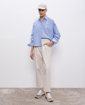 Brunello Cucinelli Gray pants with a monil chain MA126P8417