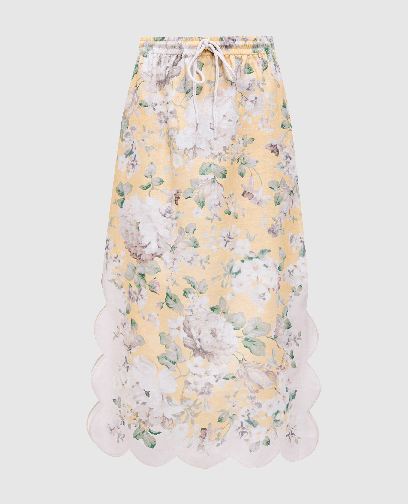 

Acacia yellow linen midi skirt Zimmermann
