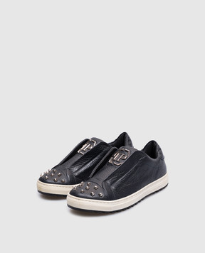 Philipp Plein Children's blue leather sneakers with metal rivets BSC00152734