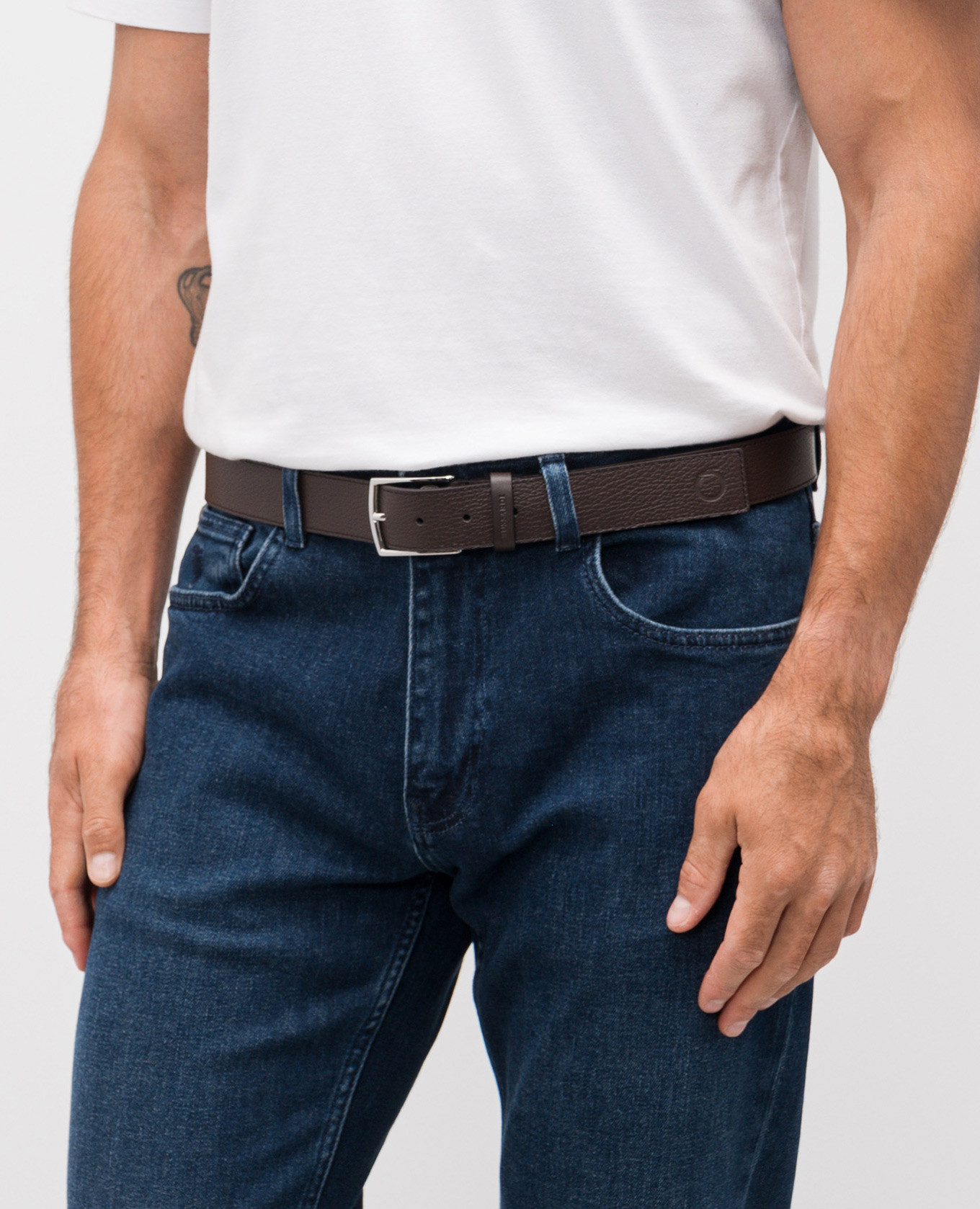 

Brown leather belt with embossed logo Trussardi